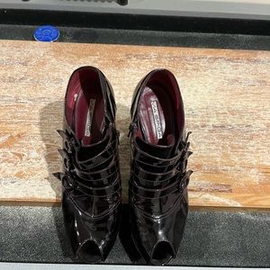 Via spiga eggplant patent pumps